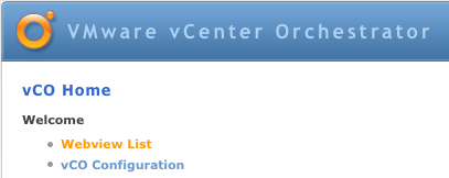 vCO Root Level Page